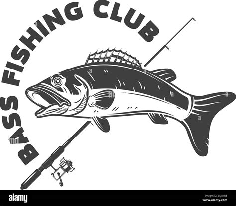 Bass fishing club emblem. Design element for logo, label, sign, poster