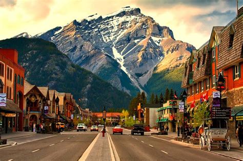 Banff Avenue – the Heart of the Beautiful Town in Canada - Snow