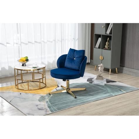 Swivel Office Chair No Wheels, Upholstered Height Adjustable Desk Chair ...