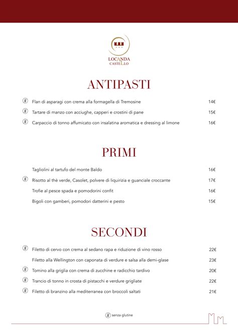 Speisekarte 2024 Locanda Castello In Rovereto TheFork