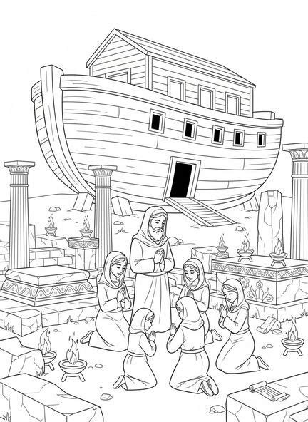 Familia De Noe Para Imprimir - Arca de Noé Família de Noé Orando Páginas para Colorir — Grátis para ...