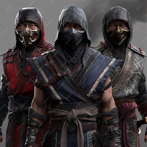 Premium Vector | Three main ninja characters of mortal kombat x