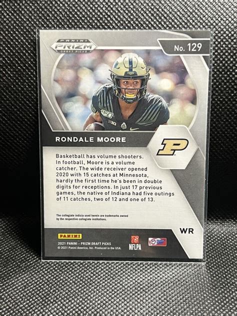 RONDALE MOORE 2021 Panini Prizm Draft Picks Rookie RC 129 Arizona