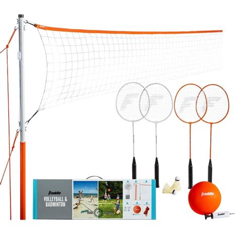 Franklin Sports Outdoor Steel Badmintonvolleyball Set With Case In The