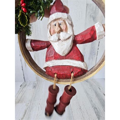 Santa Quilting Loom Ornament Folk Art Xmas Tree With Legs Hanging Etsy