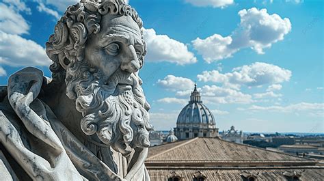 Fundo Basílica De São Pedro Roma Vista Do Detalhe Da Estátua No Telhado