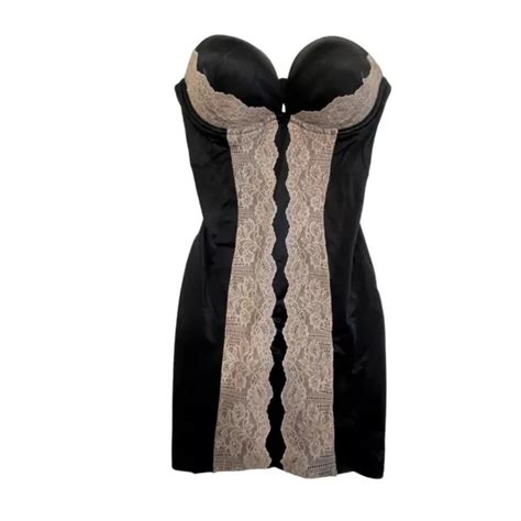 Victoria Secret Black And Nude Lace Power Figure Shaping Slip Size C Picclick Uk