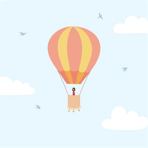 Premium Vector Vector Illustration Of Outline Hot Air Balloon On Sky Isolated Hand Drawn Icon