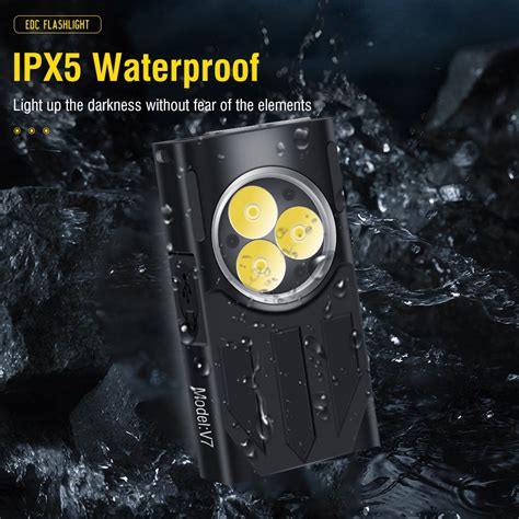 BORUiT V7 LED EDC Keychain Flashlight Type-C Rechargeable Portable Work ...