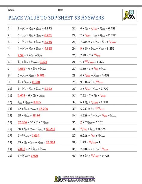 5th Grade Place Value Worksheets