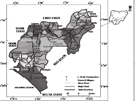 Road/Administrative Map of Ondo State | Download Scientific Diagram