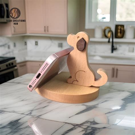 Wooden Dog Phone Holder Cute Animal Pet Stand Cell Phone Holder Dog