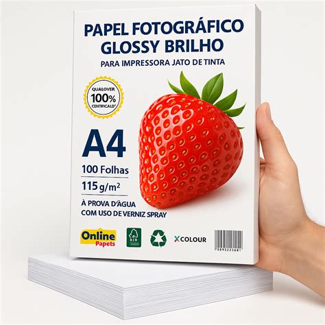 Pacote De Papel Foto - Papel Fotográfico Glossy A4 de 115g pacote com 100 Folhas Premium ...