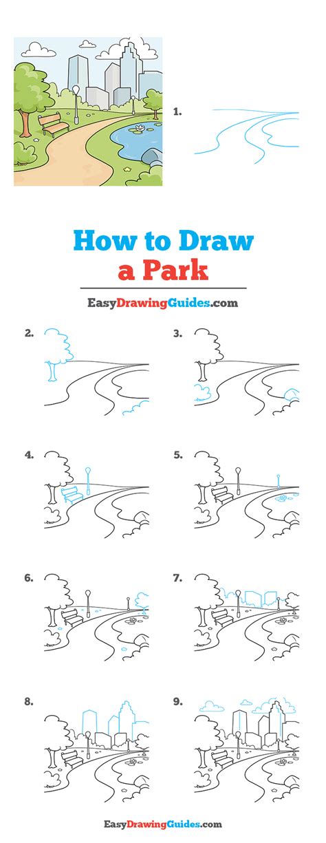 How To Draw A Park Really Easy Drawing Tutorial