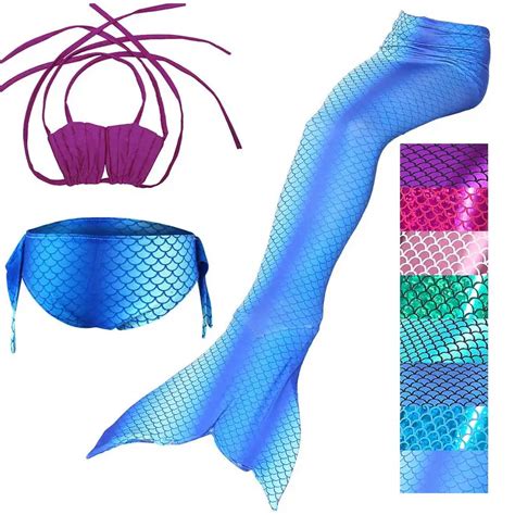 Fashion 3 Pieces Mermaid Tail Costume Set Tops Bottoms Children Mermaid