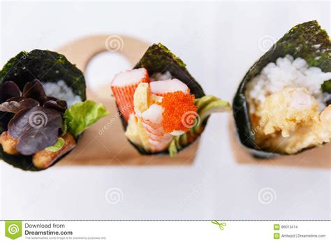 California Hand Roll Sushi Set Foie Gras Shrimp With Kani