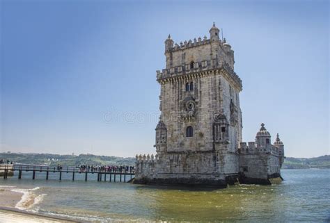 Panoramic View Of Belem Tower Lisbon Portugal Europe Stock Photo