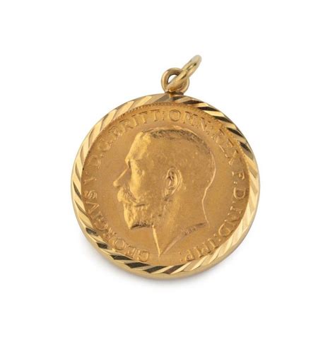 1917 Gold Sovereign Pendant In 18ct Gold Frame 92g Pendantslockets