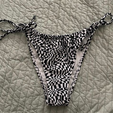 Wild Fable Black And White Checkered Bikini Bottoms Depop