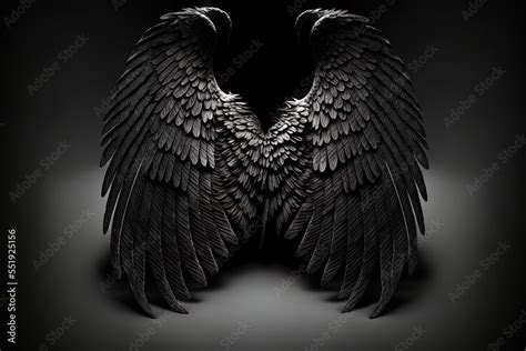 black angel big black wings fantasy ai stock illustration adobe stock