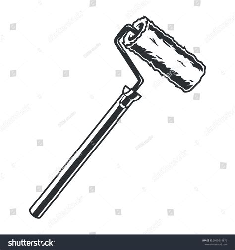 Paint Roller Long Handle Vintage Monochrome Stock Vector Royalty Free