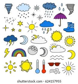 Collection Doodle Outline Weather Icons Including Stock Vector Royalty