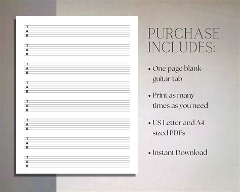 Printable Guitar Tab Paper Printable Blank Tablature Paper For Guitar