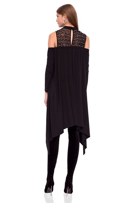 Asymmetrical dress with bare shoulders | rs10760 | NISSA