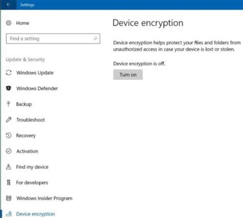 Cómo activar el cifrado del dispositivo en Windows 10 Home Edition