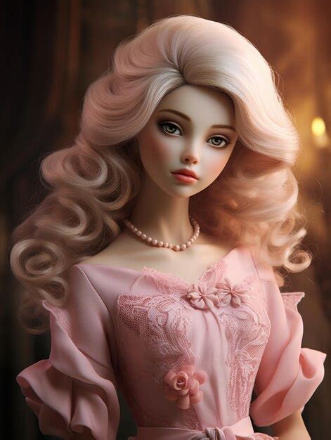 Premium AI Image A Beautiful Stylish Blonde Doll Wearing A Pink Dress