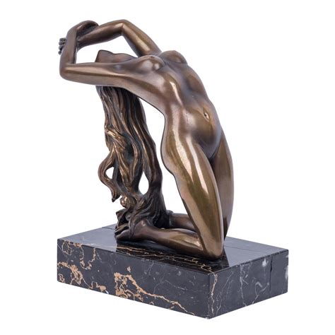 At Auction LEONG 20th Century Sculptor Kneeling Female Nude Stretching Backwards