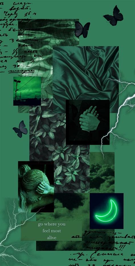 A Collage Of Photos With Green And Black