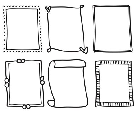 hand drawn Set of black and white doodle rectangle frames 7382473 ...