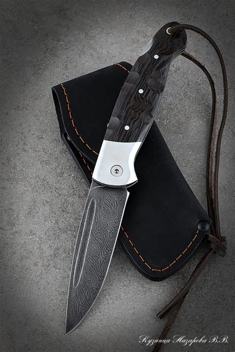 Нож складной Сова сталь дамаск накладки венге резная с дюралью — купить ...