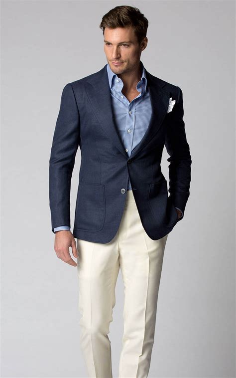 Navy Mohair Hopsack Bespoke Sport Coat Blazer Outfits Men Sport Coat