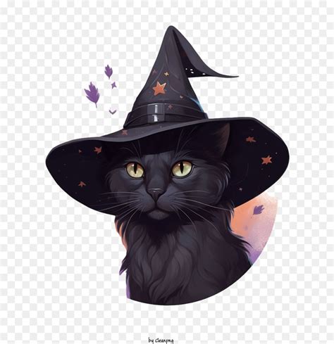 Halloween Kucing Hitam Penyihir Gambar Png