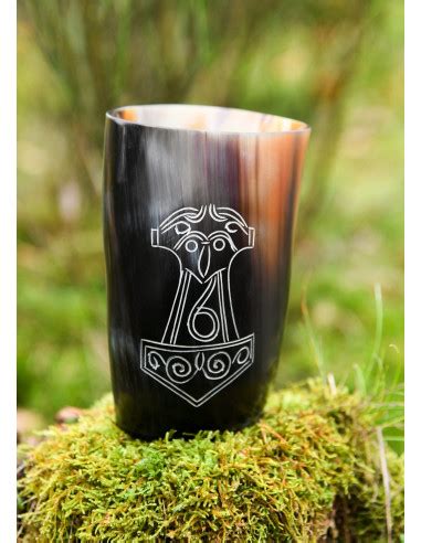 Vaso Vikingo Mj Lnir De Thor En Cuerno De B Falo Ml