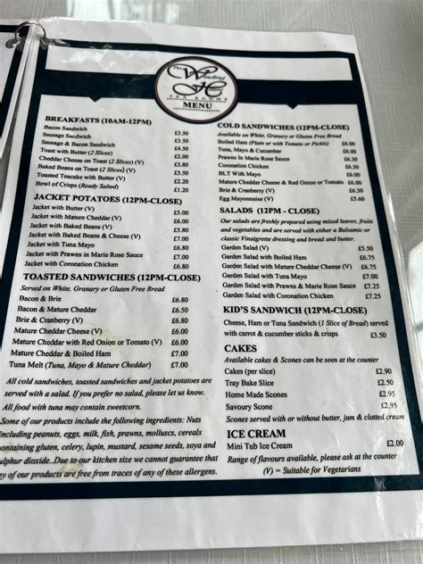 Menu at The Winding House Tea Rooms cafe, Bridgnorth, 6 Castle Terrace