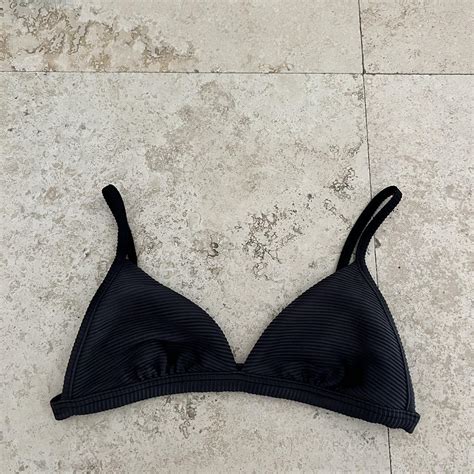 Seafolly Black Bikini Top Size 8 S M Discolored Depop
