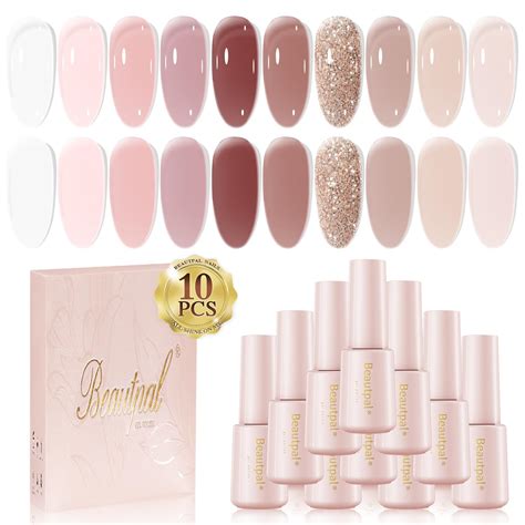 Amazon Beautpal Nude Gel Polish Kit 10 Piece Translucent Jelly Neutral Nail Art Design