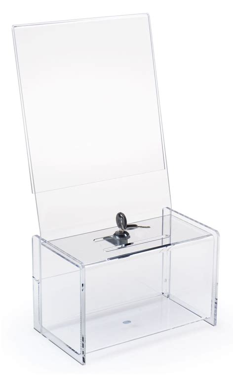 Acrylic Donation Box With X Header Clear Donation Box