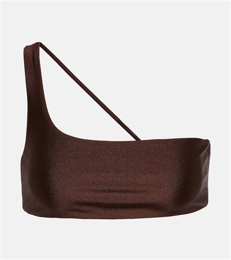Apex One Shoulder Bikini Top In Brown Jade Swim Mytheresa