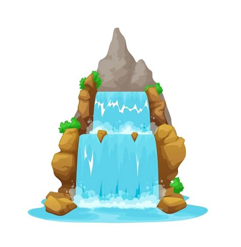 Cascada de dibujos animados cascada de agua de montaña aislada | Vector ...