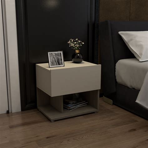 MESA DE CABECEIRA FLORA ESQUERDA GRISEO NUDE MadeiraMadeira