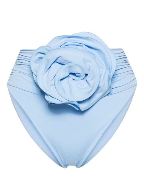 Magda Butrym Ruched High Waist Bikini Bottoms Blue FARFETCH UK