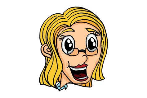 Smiling Blonde Female Use Glasses Caricature Cartoon Characters 36344512 Vector Art At Vecteezy