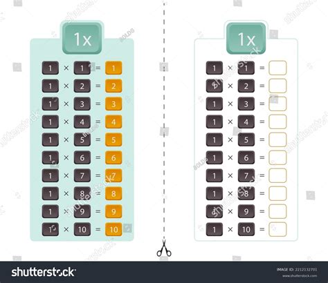 multiplication table number   versions stock vector royalty