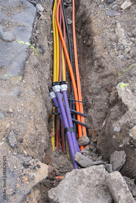 Foto De Underground Electric Cable Infrastructure Installation