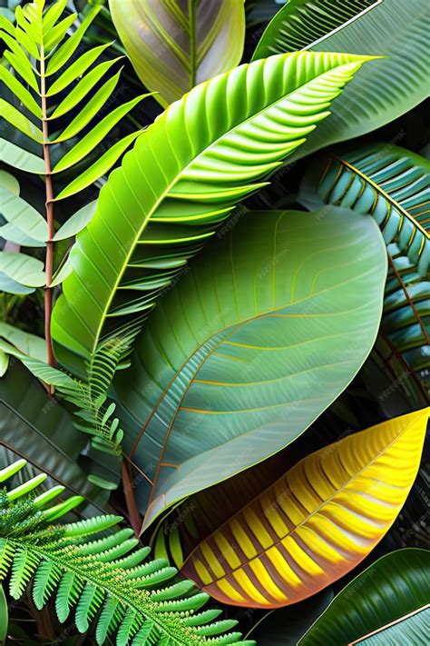 premium ai image green  variegated leaves  tropical foliage