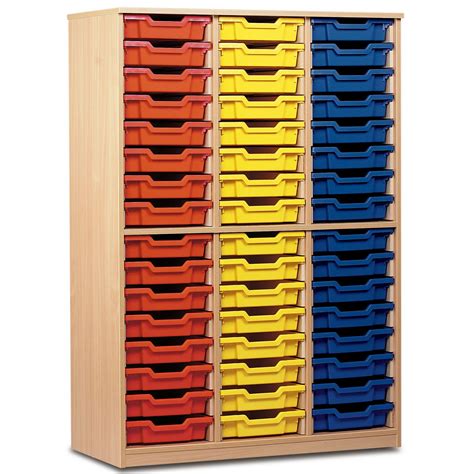 Tray Storage Cabinet With 48 Shallow Plastic Trays From Our Tray